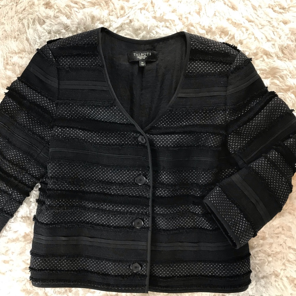 Talbots- Petite Multi Textured Button Up Blazer - image 4